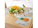 Abakuhaus Tovagliette Verdi E Arancioni, Geometriche Poligonali Fruit Triangoli Astratti Design Artistico, Tiscjdeco In Tessuto Resistente Al Lavaggio Per La Sala Da Pranzo E La Cucina, Verde Felce E Arancione