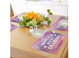 Abakuhaus Tovagliette Oma, Stelle E Cuori Silhouette Con Motivi A Linee Curve Su Sfondo Bokeh, Decorazioni Da Tavola In Tessuto Resistente Ai Colori Per La Sala Da Pranzo E La Cucina, Viola Bianco Rosso Corallo