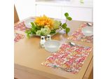 Tovagliette Abakuhaus Jungle, Arte Acquerellata Ispirata Alla Natura Delle Isole Esotiche Hibiscus Flowers Hawaiian, Tiscjdeco In Tessuto Resistente Al Lavaggio Per La Sala Da Pranzo E La Cucina, Rosso Cinabro E Giallo
