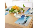 Tovagliette Abakuhaus, Barca Lunga E Isola Di Poda In Thailandia Idilliaca Vista Naturale Con Tranquilla Costa, Tiscjdeco In Tessuto Resistente Ai Colori Per La Sala Da Pranzo E La Cucina, Multicolore