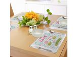 Abakuhaus Tovagliette Con Citazione, La Vita è Migliore Sull'isola Frase Scritta A Mano Calligrafia Floreale Con Alberi Artistici, Stampa Digitale Su Tessuto Lavabile Decorazioni Per La Tavola Cucina, Multicolore
