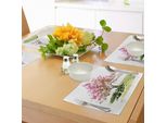 Abakuhaus Tovagliette Giapponesi, Acquerello Fiori Di Ciliegio, Foglie Asiatiche, Tiscjdeco In Tessuto Resistente Ai Colori Per La Sala Da Pranzo E La Cucina, Verde Reseda E Rosa