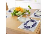 Abakuhaus Tovagliette Blu E Bianche, Sketch Style Life Boje Design Con Composizione Disegnata A Mano Con Corda, Tiscjdeco In Tessuto Resistente Al Lavaggio Per La Sala Da Pranzo E La Cucina, Blu Navy E Bianco