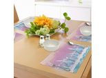 Tovagliette Invernali Abakuhaus, Paesaggio Fantastico In Stile Caricaturale Con Montagne Ghiacciate, Alberi Spogli E Cielo Colorato, Tiscjdeco In Tessuto Resistente Al Lavaggio Per La Sala Da Pranzo E La Cucina, Multicolore