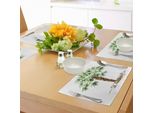 Abakuhaus Tovagliette Tropicali, Foglia Di Palma Hawaiana Esotica Disegnata A Mano Con Acquerello, Silhouette Tropicale Naturale, Tiscjdeco In Tessuto Resistente Al Colore Per La Sala Da Pranzo E La Cucina, Verde Marrone
