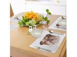 Abakuhaus Tovagliette Bulldog Inglese, Disegno Poligonale Bulldog Con Disegno Geometrico Triangolare Astratto Di Animali, Tiscjdeco In Tessuto Resistente Al Lavaggio Per La Sala Da Pranzo E La Cucina, Beige Marrone