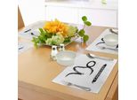 Abakuhaus Tovagliette Con Segno Zodiacale Capricorno, Motivo Monocromatico Con Simbolo Del Capricorno E Schizzi D'inchiostro, Decorazione Da Tavola In Tessuto Resistente Al Lavaggio Per Sala Da Pranzo E Cucina, Bianco E Nero