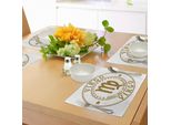 Abakuhaus Tovagliette Zodiaco Vergine, Design Grunge Astrologico Con Stelle E Simboli Retrò, Tiscjdeco In Tessuto Resistente Al Lavaggio Per Sala Da Pranzo E Cucina, Bianco E Marrone