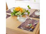 Abakuhaus Tovagliette Pasquali, Uova Colorate Con Fiori E Pois In Un Cestino Intrecciato Su Un Motivo Rustico In Legno, Tovagliette Decorative In Tessuto Resistente Al Lavaggio Per La Sala Da Pranzo E La Cucina, Multicolore