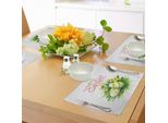 Abakuhaus Tovagliette Pasquali, Foglie Primaverili Con Fiori, Coccinelle E Farfalle Illustrate, Tiscjdeco In Tessuto Resistente Al Lavaggio Per La Sala Da Pranzo E La Cucina, Multicolore