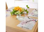 Tovagliette Abakuhaus Con Motivo Fiori Di Ciliegio, Tema Naturale Giapponese Da Sogno Con Disegno Di Rami Di Ciliegio In Fiore, Decorazioni Da Tavola In Tessuto Resistente Al Lavaggio Per Sala Da Pranzo E Cucina, Corallo Scuro E Nero.