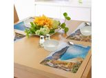 Abakuhaus Grecia Tovagliette, Paesaggi Marini Idilliaci E Tranquilli Sulla Costa Dell'isola Di Zante Immagine Che Fa Venire Voglia Di Viaggiare, Tiscjdeco In Tessuto Resistente Ai Colori Per La Sala Da Pranzo E La Cucina, Multicolore