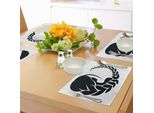 Abakuhaus Tovagliette Con Segno Zodiacale Vergine, Schienale Con Testa Di Donna Con Oroscopo Vergine, Acconciatura, Design Monocromatico, Tiscjdeco In Tessuto Resistente Al Lavaggio Per Sala Da Pranzo E Cucina, Bianco E Nero