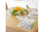 Abakuhaus Tovagliette Pasquali, Illustrazione Primaverile Con Albero In Fiore Astratto E Motivi Floreali, Tiscjdeco In Tessuto Resistente Al Lavaggio Per La Sala Da Pranzo E La Cucina, Multicolore