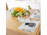 Tovagliette Abakuhaus Tropical, Slogan Motivazionale Su Un Motivo Esotico Con Ananas, Frutto Autoctono Delle Hawaii, Tiscjdeco In Tessuto Resistente Al Lavaggio Per La Sala Da Pranzo E La Cucina, Bianco E Nero