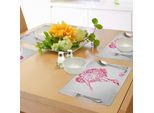 Abakuhaus Tovagliette Con Segno Zodiacale Vergine, Illustrazione Della Vergine Dello Zodiaco Con Ali Di Angelo Astratte Mistiche, Tiscjdeco In Tessuto Resistente Al Lavaggio Per La Sala Da Pranzo E La Cucina, Grigio Chiaro Rosa