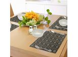 Tovagliette Abakuhaus Con Motivi Floreali, Motivi Moderni Sovrapposti Di Cerchi E Fiori Su Sfondo Nero Con Disegni Astratti Colorati, Decorazioni Da Tavola In Tessuto Resistente Allo Scolorimento Per La Sala Da Pranzo E La Cucina, Multicolore