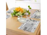 Abakuhaus Tovagliette Tedesche, Monocromatiche Schizzo Di Berlino Scena Urbana Disegnata A Mano Con Immagini Di Persone, Tiscjdeco In Tessuto Resistente Ai Colori Per La Sala Da Pranzo E La Cucina, Bianco E Nero