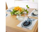 Abakuhaus Tovagliette Zodiacali Scorpione, Forme Circolari Con Motivo A Onde E Uno Scorpione Decorativo, Tiscjdeco In Tessuto Resistente Al Lavaggio Per La Sala Da Pranzo E La Cucina, Marrone Chiaro Blu Indaco