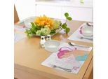 Abakuhaus Tovagliette Con Il Segno Zodiacale Dello Scorpione, Illustrazione Di Un Segno Dello Scorpione Raffigurante Una Giovane Donna Con Un Vestito Blu, Tovaglietta Decorativa In Tessuto Resistente Ai Colori Per La Sala Da Pranzo E La Cucina, Turchese, Beige, Rosa.