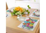 Abakuhaus Tovagliette Pasquali, Uova Ornamentali In Stile Caricaturale Con Fiori A Pois E Strisce, Citazione "Buona Pasqua"", Decorazioni Da Tavola In Tessuto Resistente Al Lavaggio Per La Sala Da Pranzo E La Cucina, Multicolore"