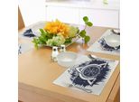 Abakuhaus Tovagliette Blu E Bianche, Nodo Celtico Con Tridenti Foresta E Montagne Cultura Scandinava, Tiscjdeco In Tessuto Resistente Ai Colori Per La Sala Da Pranzo E La Cucina, Blu Scuro E Bianco
