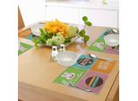 Tovagliette Pasquali Abakuhaus, Motivo A Quadri Con Disegni Digitali Colorati, Immagine Minimalista E Semplice, Tiscjdeco In Tessuto Resistente Al Lavaggio Per La Sala Da Pranzo E La Cucina, Multicolore