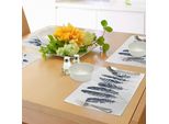 Tovagliette Abakuhaus Con Motivo A Piume, Disegno Stilizzato Con Disposizione Delle Piume, Motivo Monocromatico Wild Bird Quills, Tiscjdeco In Tessuto Resistente Al Lavaggio Per Sala Da Pranzo E Cucina, Blu Scuro E Bianco