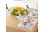 Abakuhaus Tovagliette Pasquali, Bestiame Colorato Punteggiato Da Fiori Sbocciati E Sfondo Ricoperto Di Uova, Decorazioni Da Tavola In Tessuto Resistente Ai Colori Per La Sala Da Pranzo E La Cucina, Multicolore