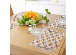 Abakuhaus Tovagliette Verdi E Arancioni, Motivo Acquerellato Con Fiori Di Capucina E Design Naturale Colorato, Decorazioni Da Tavola In Tessuto Resistente Al Lavaggio Per La Sala Da Pranzo E La Cucina, Multicolore