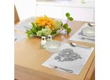 Abakuhaus Tovagliette Con Segno Zodiacale Ariete, Testa Di Ariete In Stile Tatuaggio All'henné Mehndi Con Disegni Etnici Ricci, Tiscjdeco In Tessuto Resistente Al Lavaggio Per La Sala Da Pranzo E La Cucina, Bianco E Nero