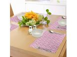 Abakuhaus Tovagliette Rosa E Bianche, Motivo Moiré, Foglie Palmate Rosa A Strisce, Tiscjdeco In Tessuto Resistente Al Lavaggio Per La Sala Da Pranzo E La Cucina, Rosa Chiaro E Bianco