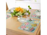 Abakuhaus Tovagliette Pasquali, Uova Di Pasqua Con Fiori, Linee A Zigzag E Motivi A Pois, Composizione Colorata, Decorazioni Da Tavola In Tessuto Resistente Al Lavaggio Per La Sala Da Pranzo E La Cucina, Multicolore
