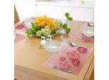 Abakuhaus Tovagliette Per Il Capodanno Cinese, Fiori Ornamentali Rosa Tema Zodiacale, Decorazioni Da Tavola In Tessuto Resistente Ai Colori Per La Sala Da Pranzo E La Cucina, Corallo Scuro E Rosso Corallo