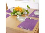 Abakuhaus Tovagliette Astratte, Motivo A Scarabocchi Viola Con Strisce Verticali Tratteggiate E Pois, Tiscjdeco In Tessuto Resistente Al Lavaggio Per La Sala Da Pranzo E La Cucina, Magenta E Viola