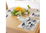 Tovagliette Abakuhaus, Cuori Romantici Con Ali, Tema San Valentino, Stile Sketch, Immagine D'amore, Decorazione Da Tavola In Tessuto Resistente Al Lavaggio Per Sala Da Pranzo E Cucina, Bianco E Nero