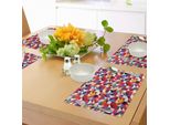 Abakuhaus Tovagliette Geometriche, Motivo Geometrico In Stile Bauhaus Con Patchwork Di Forme Triangolari E Romboidali, Tiscjdeco In Tessuto Resistente Al Lavaggio Per La Sala Da Pranzo E La Cucina, Multicolore