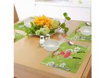 Abakuhaus Tovagliette Con Segno Zodiacale Toro, Ragazza Alla Moda Con Toro In Piedi Su Sfondo Verde A Fiori, Caricatura Giovanile, Tiscjdeco In Tessuto Resistente Ai Colori Per Sala Da Pranzo E Cucina, Multicolore