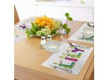 Abakuhaus Tovagliette Lilie, Disegno A Mano Allegra Composizione Per Lettere Compleanno Tema Nome Femminile Con Palloncini, Tiscjdeco In Tessuto Resistente Al Lavaggio Per Sala Da Pranzo E Cucina, Multicolore