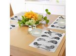 Tovagliette Abakuhaus, Collezione Bohemian Style Con Motivo A Piume Disposizione Monocromatica Di Motivi Etnici, Tiscjdeco In Tessuto Resistente Al Lavaggio Per Sala Da Pranzo E Cucina, Bianco E Nero
