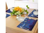 Tovagliette Abakuhaus Con Caricature, Pesci Del Mondo Sottomarino Nell'acquario E Balene, Granchi, Meduse, Coralli, Tiscjdeco In Tessuto Resistente Ai Colori Per La Sala Da Pranzo E La Cucina, Multicolore E Blu.