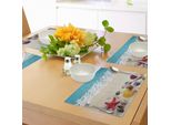 Tovagliette Da Spiaggia Abakuhaus, Conchiglie Sulla Costa Sabbiosa Dell'isola Tropicale, Estate, Viaggio, Vacanza, Immagine, Tiscjdeco In Tessuto Resistente Al Colore Per La Sala Da Pranzo E La Cucina, Multicolore