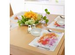 Abakuhaus Tovagliette Arancioni E Rosa, Schizzi Di Colore Astratto Con Toni Caldi, Slogan "Ciao Primavera"", Decorazioni Da Tavola In Tessuto Resistente Al Lavaggio Per La Sala Da Pranzo E La Cucina, Arancione, Giallo, Rosa"