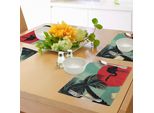 Abakuhaus Tovagliette Tropicali, Composizione Hawaiana In Stile Retrò Con Silhouette Di Fenicotteri E Palme, Tovagliette Decorative In Tessuto Resistente Allo Scolorimento Per La Sala Da Pranzo E La Cucina, Multicolore