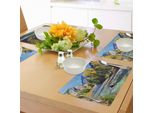 Abakuhaus Tovagliette Paesaggio, Montagne Del Colorado Con Foresta Rigogliosa E Fiume - Foto Idilliaca Estiva, Tiscjdeco In Tessuto Resistente Al Colore Per La Sala Da Pranzo E La Cucina, Multicolore