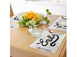 Tovagliette Abakuhaus Emily, Disegnate A Mano, Font Corsivo Monocromatico, Design Calligrafico Moderno, Tiscjdeco In Tessuto Resistente Al Lavaggio Per La Sala Da Pranzo E La Cucina, Senape, Bianco E Nero.
