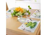 Tovagliette Abakuhaus, Simpatico Principe Ranocchio Con Corona E Cuori Disegnati A Mano, Decorazioni Da Tavolo In Tessuto Resistente Ai Colori Per La Sala Da Pranzo E La Cucina, Multicolore
