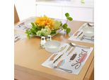 Abakuhaus Tovagliette "Sogni D'oro"", Caramelle Disegnate A Mano, éClair, Croissant E Torte Con Illustrazioni Di Pasticcini Al Volo, Decorazioni Da Tavola In Tessuto Resistente Ai Colori Per La Sala Da Pranzo E La Cucina, Multicolore."