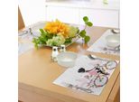 Tovagliette Abakuhaus Con Motivo Bicicletta, Ragazza In Abito Rosa Che Pedala Su Una Bicicletta Decorata Con Fiori Colorati E Romantiche Farfalle, Stampa Digitale Su Tessuto Lavabile, Decorazione Da Tavola Per La Cucina, Multicolore