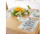 Abakuhaus Tovagliette Mare, Ho Bisogno Di Vitamina Mare Citazione Ispiratrice Disegnata A Mano Con Coralli, Onde, Stelle Marine E Bolle, Tiscjdeco In Tessuto Resistente Al Lavaggio Per La Sala Da Pranzo E La Cucina, Multicolore